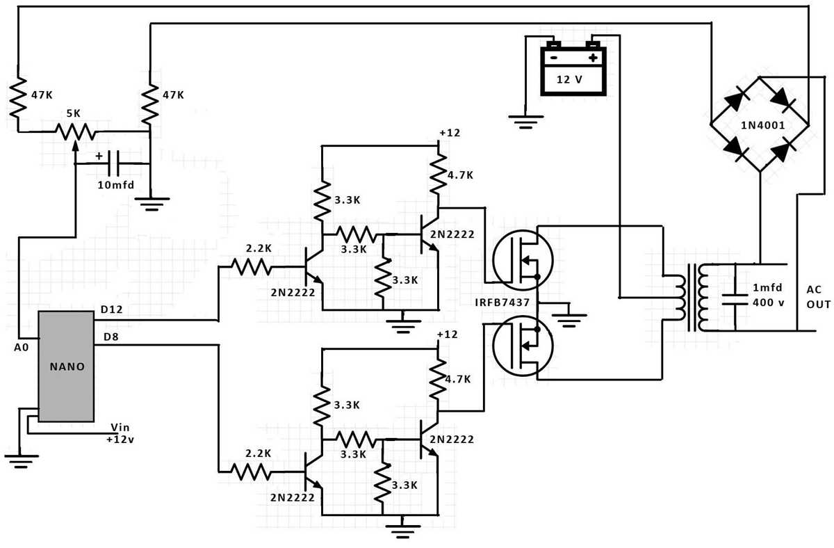 12v to 220v pure sine wave inverter circuit diagram