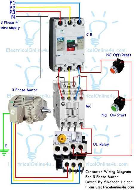 3 phase contactor circuit diagram