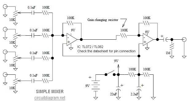 4 channel audio mixer circuit diagram 4 channel audio mixer circuit diagram