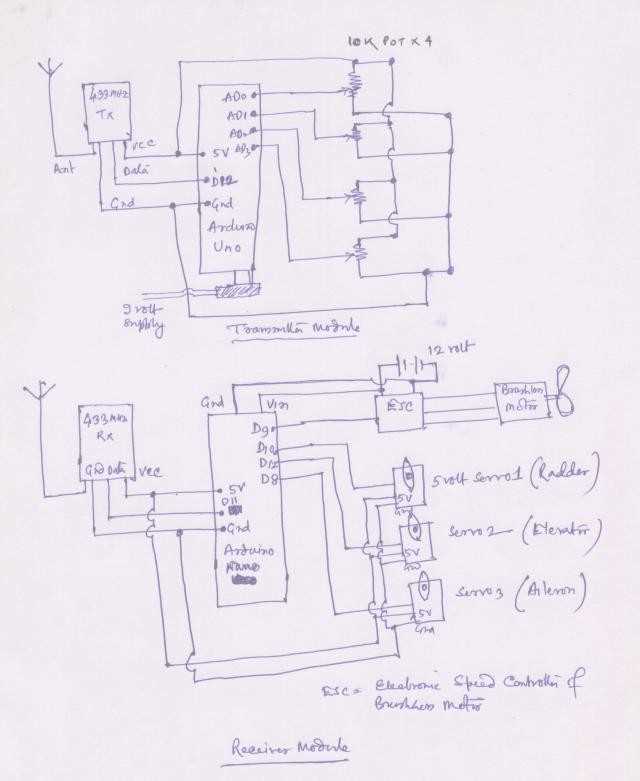 4 channel rc transmitter and receiver circuit diagram