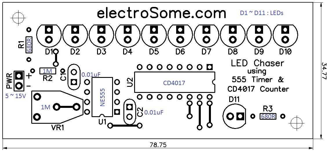 4017 led chaser circuit diagram