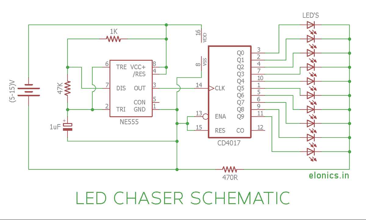 4017 led chaser circuit diagram