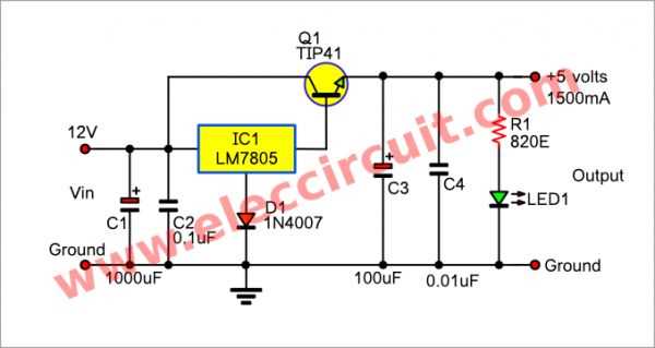 5 volt regulator circuit diagram