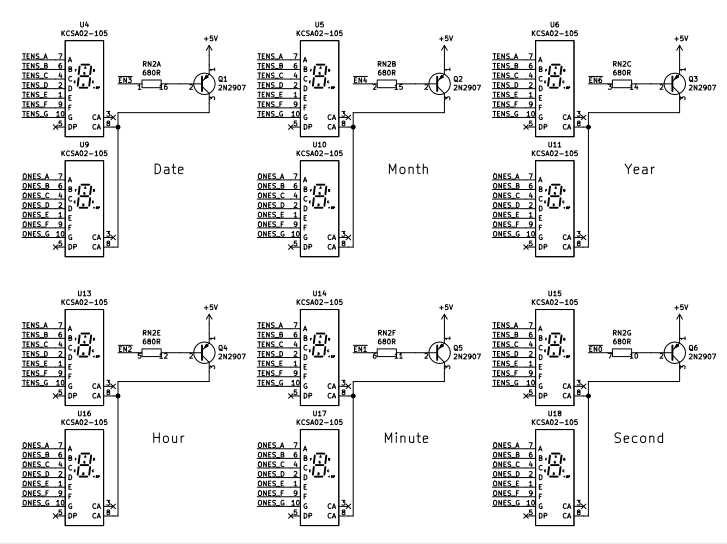 7 segment digital clock circuit diagram