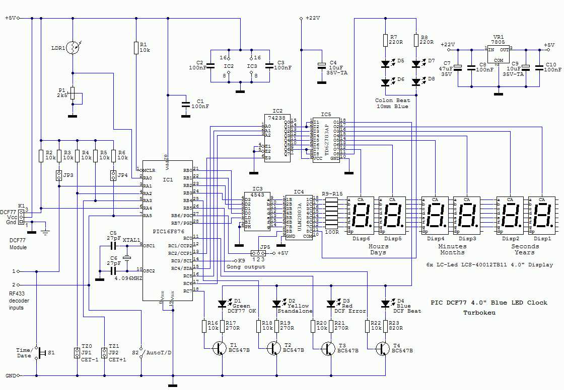 7 segment digital clock circuit diagram