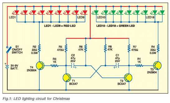 9v led circuit diagram