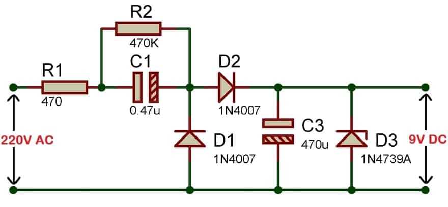 ac to dc converter circuit diagram without transformer