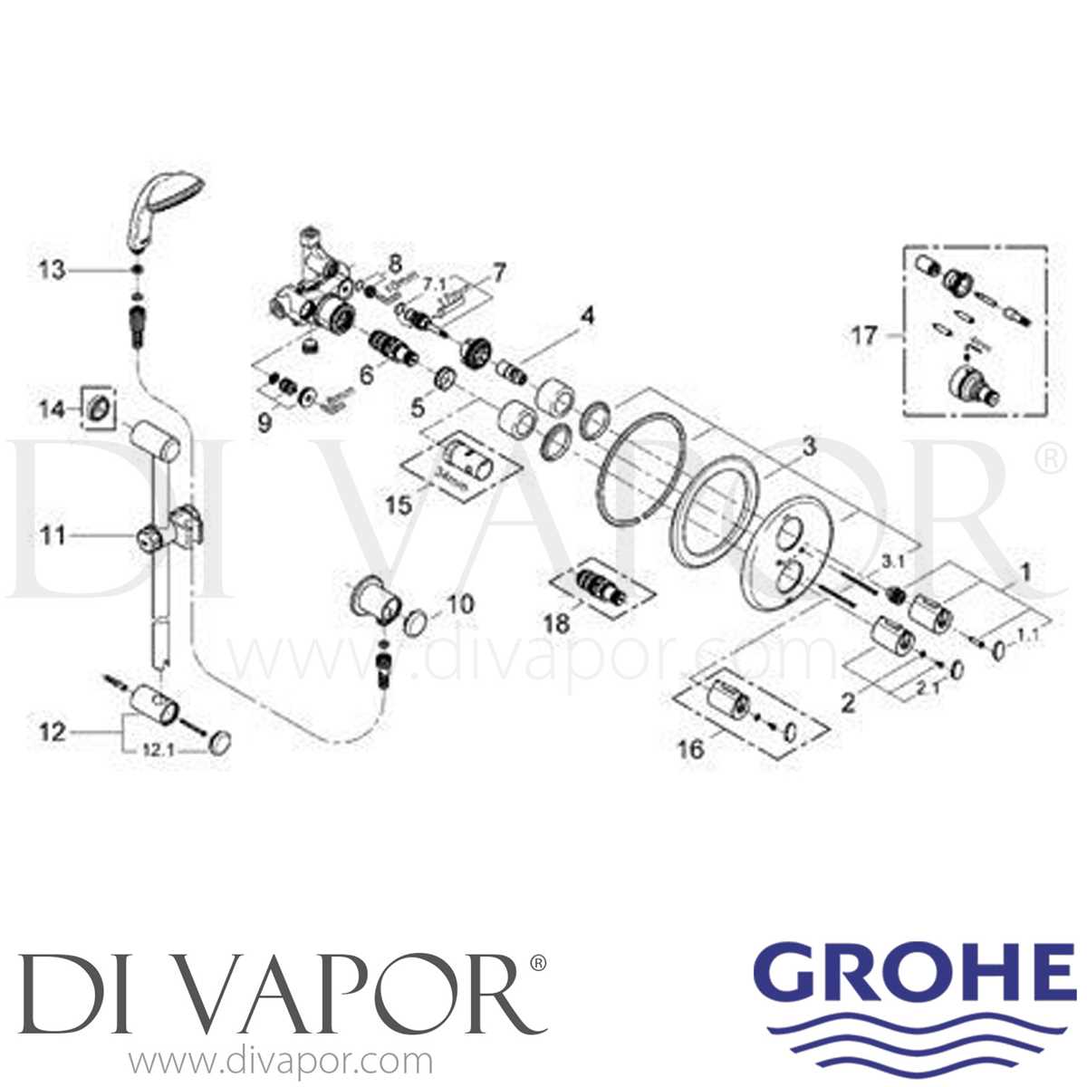 bath faucet parts diagram