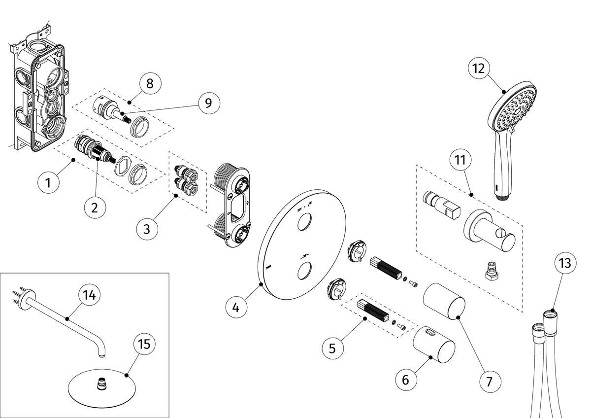 diagram shower head parts