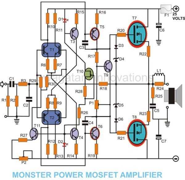 mosfet audio power amplifier circuit diagram mosfet audio power amplifier circuit diagram