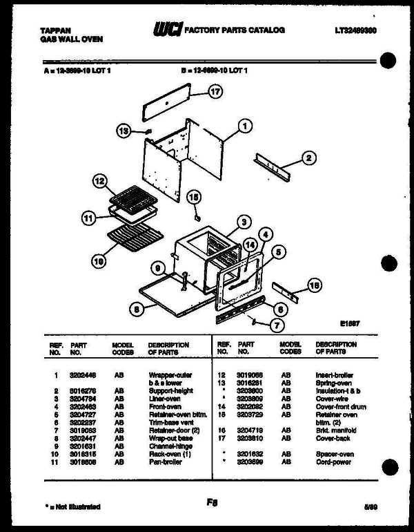 tappan oven parts diagram