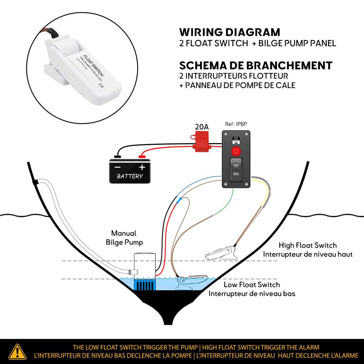 wiring diagram for float switch on a bilge pump