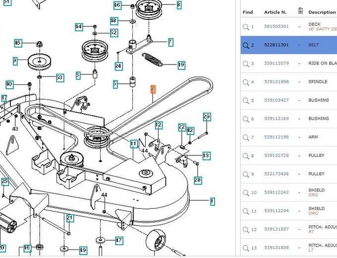 ariens 42 mower deck parts diagram