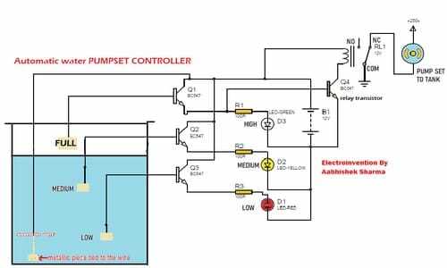 automatic water pump controller circuit diagram