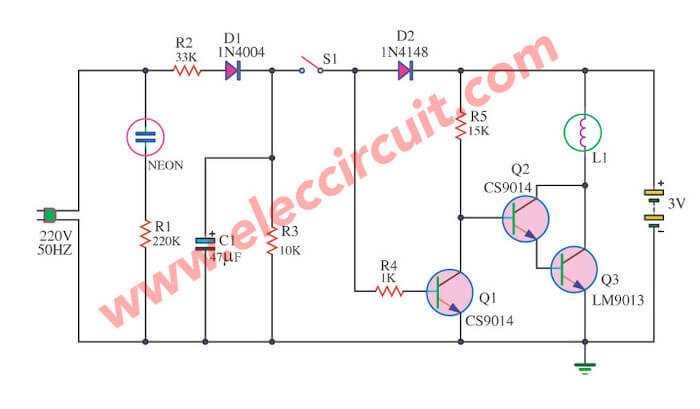 emergency light system circuit diagram