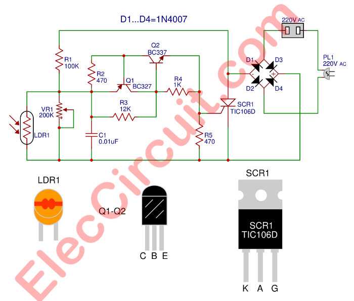 automatic night light circuit diagram