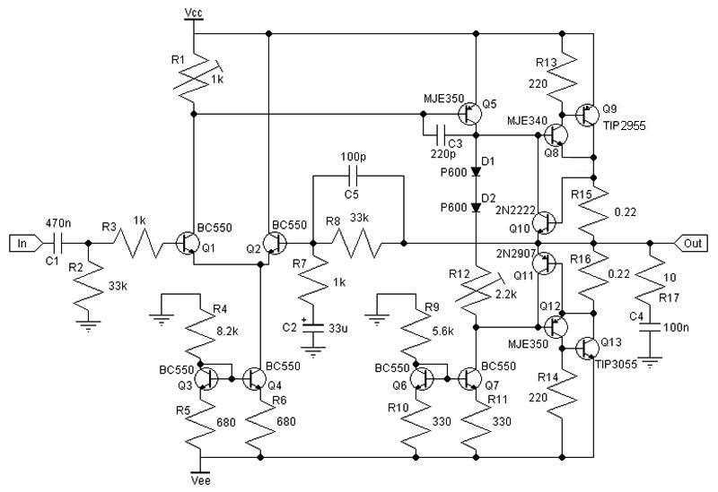 class ab amplifier circuit diagram