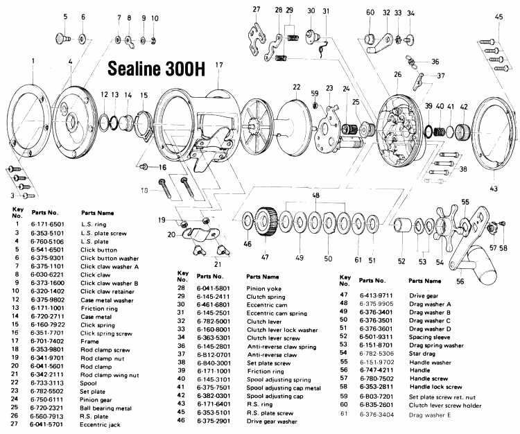 diagram fishing reel parts