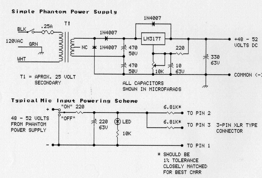 phantom power supply circuit diagram