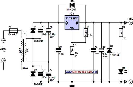48v phantom power supply circuit diagram