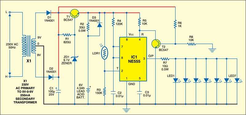 led lamp circuit diagram 230v