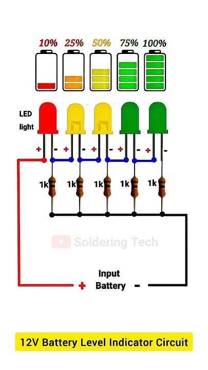 12v battery level indicator circuit diagram 12v battery level indicator circuit diagram