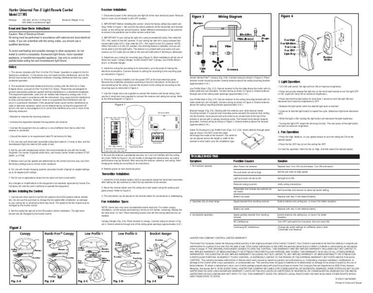 hunter fan wiring diagram remote control