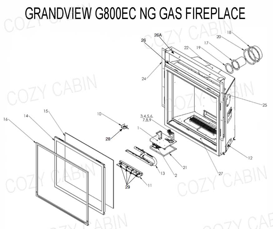 parts of a gas fireplace diagram