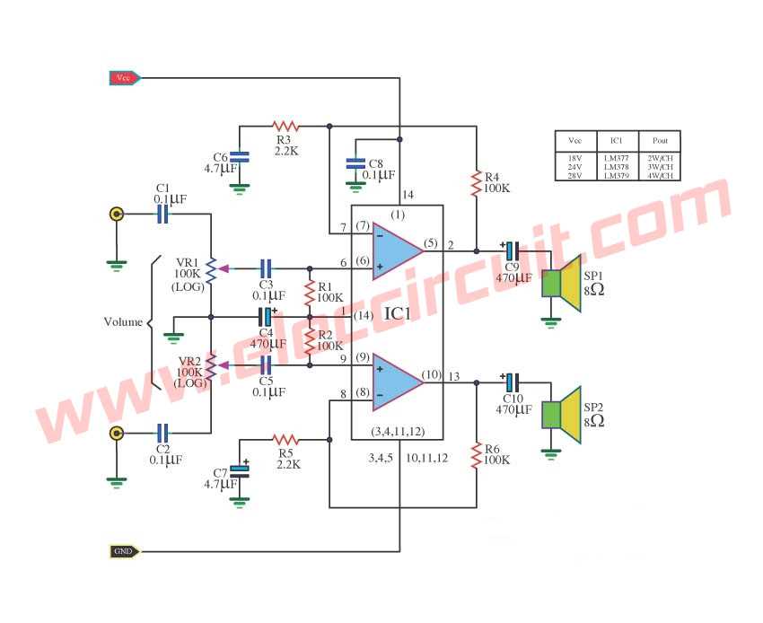 power audio amplifier circuit diagram