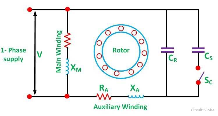 wiring diagram for start and run capacitors