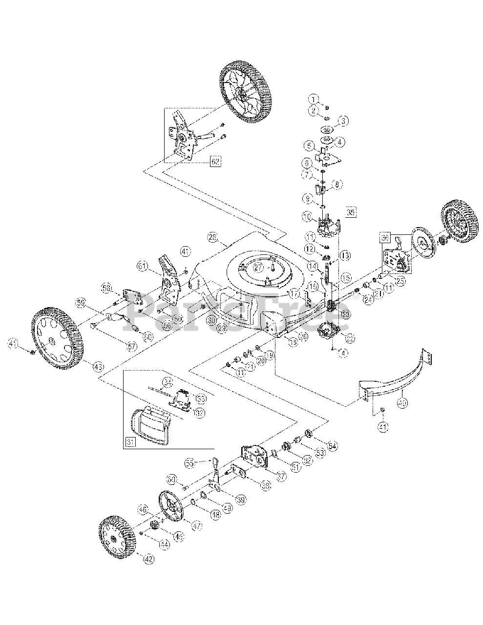 troy bilt 21 self propelled mower parts diagram