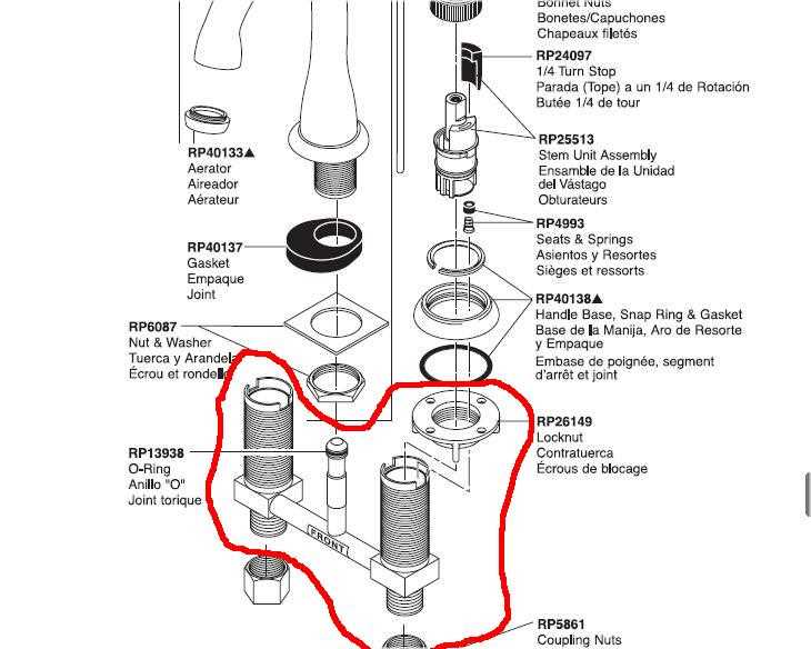 two handle kitchen faucet parts diagram