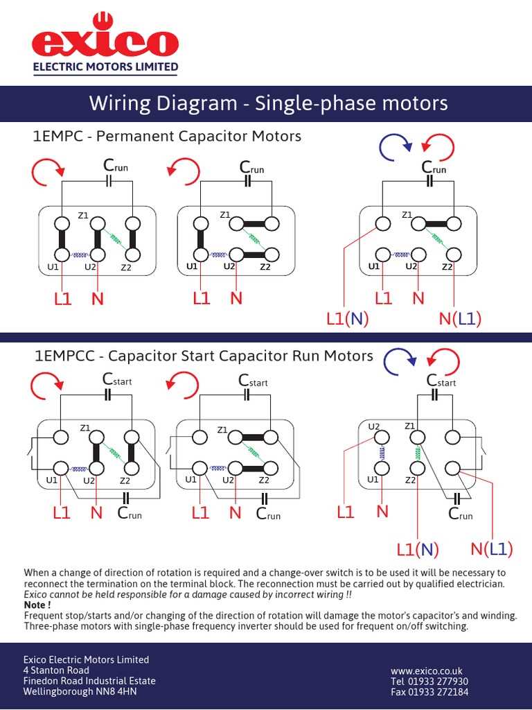 single phase motor wiring diagrams